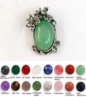 Handmade Natural Stone Gemstone Pendant with Copper & Silver, Stone Size 13*18mm, No. 105 ABC Rugs Kilims